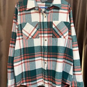 Natural Reflections Green and orange Plaid Button Down Shirt